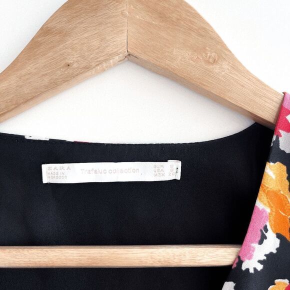 Zara Trafaluc Collection Womens Blouse Ruffled Sleeve Wrap Floral Multicolour Sm - Picture 3 of 6